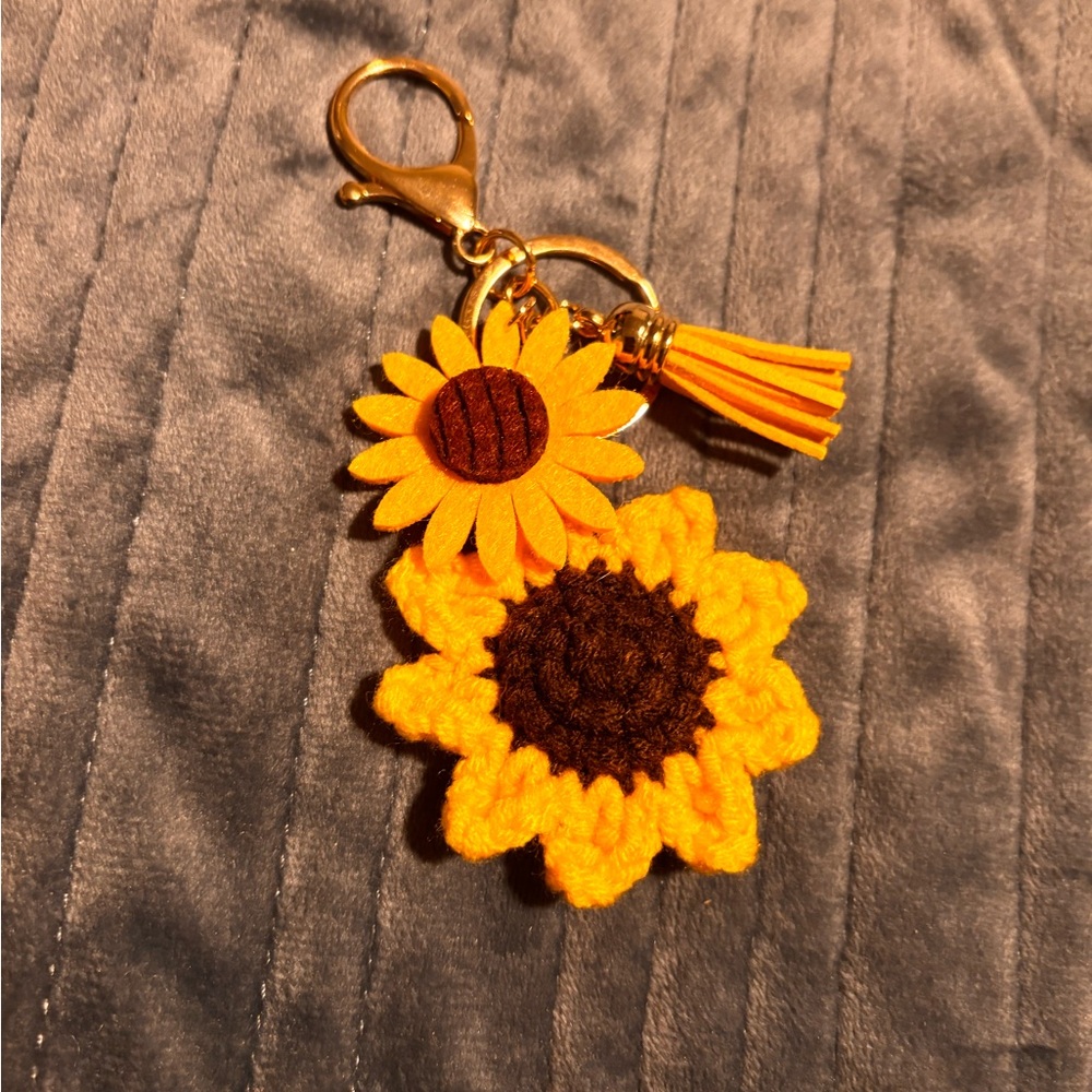 Yellow and Brown Sunflower Keychain